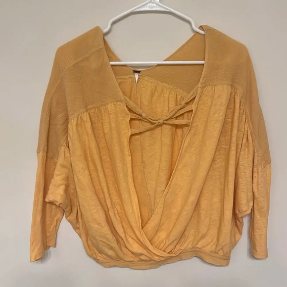 orange open cut out front free people top long sleeve - Picture 1 of 5